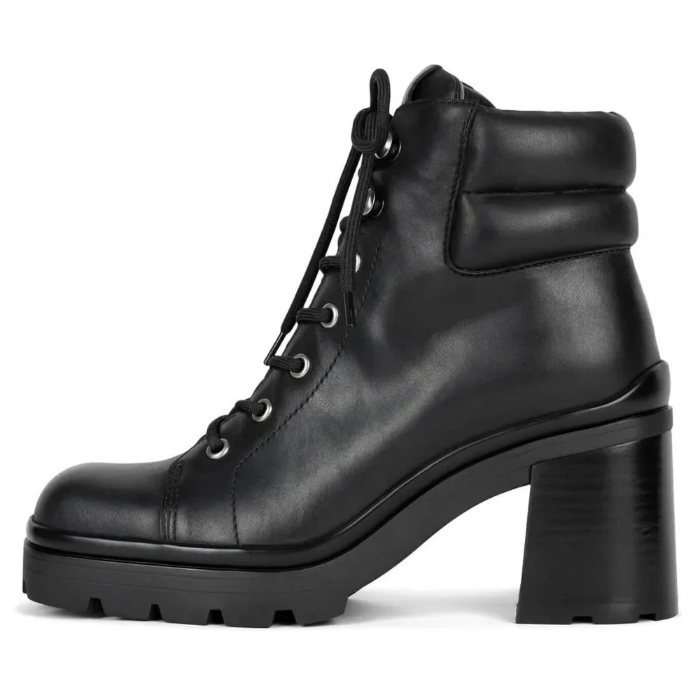 Jeffrey Campbell Women Hikes Black Leather Platform Combat Boots. Sz: 8